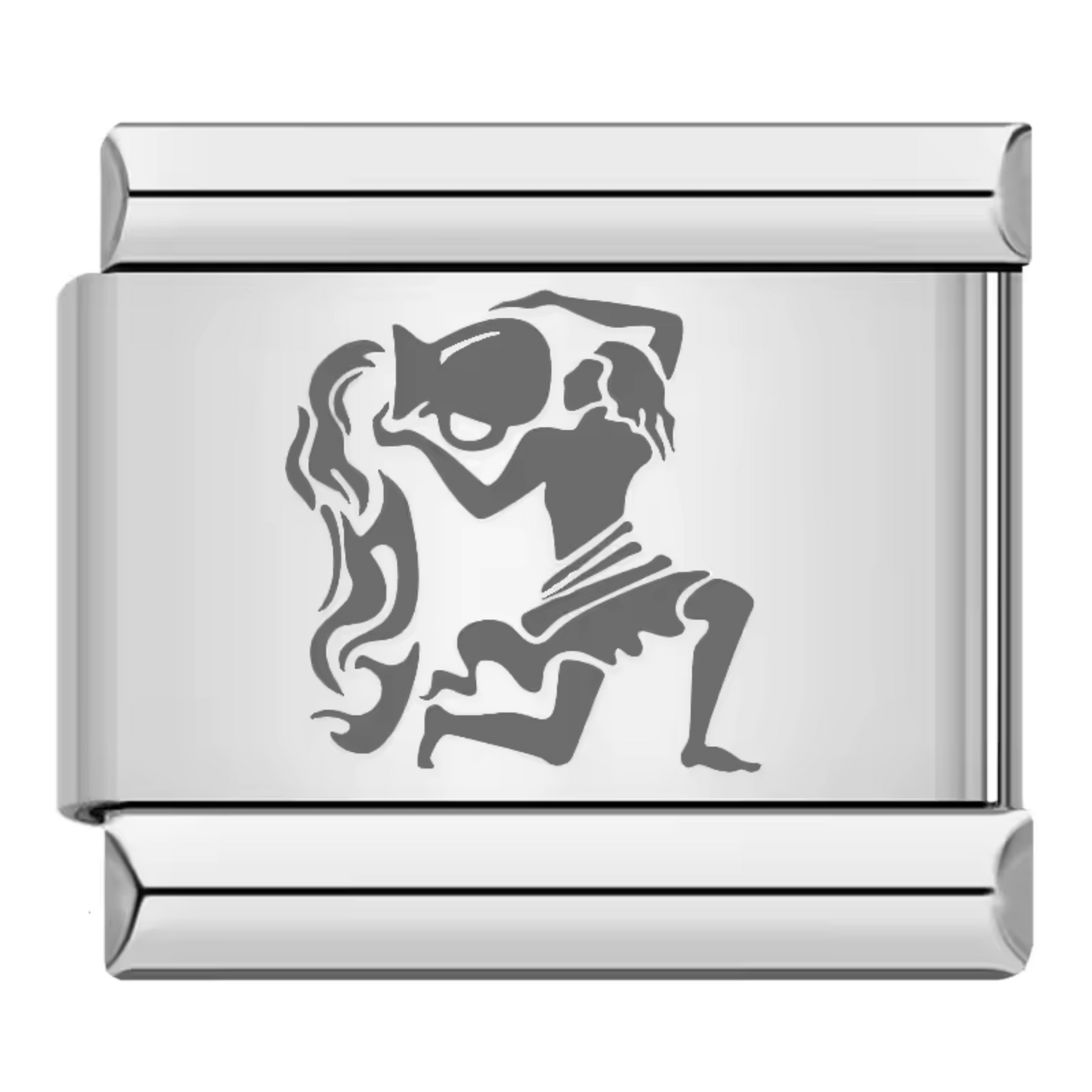 Silver Italian Charm – Grey Zodiac Sign