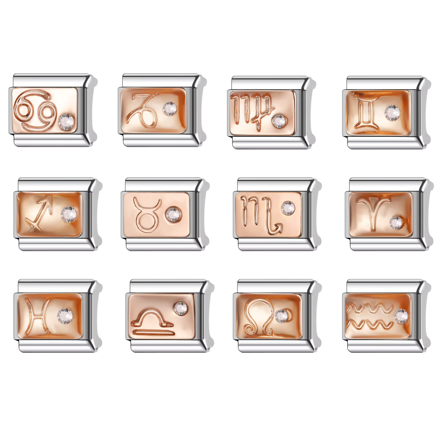 Silver and Rose Gold Italian Charm – Astrological Sign