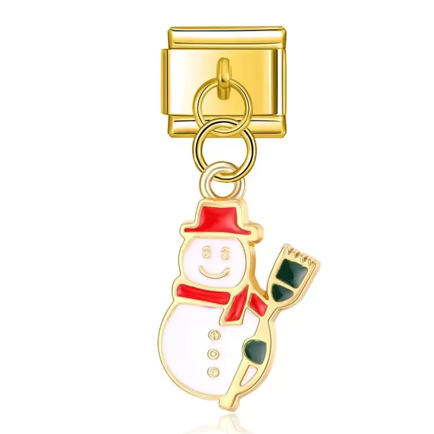 Charm Italien Pendentif – Bonhomme de Neige Doré