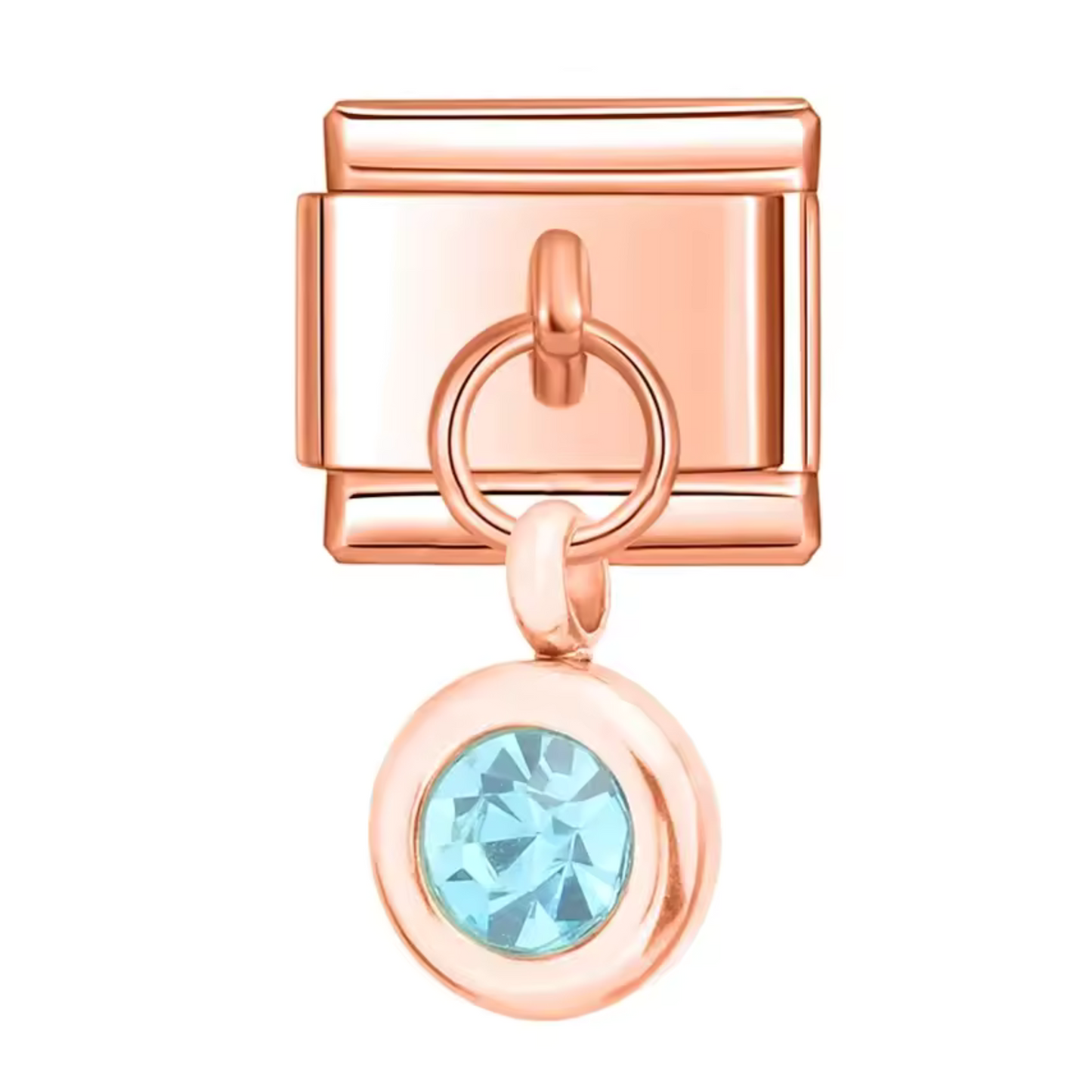 Italienischer Charm-Anhänger in Roségold – Geburtsstein