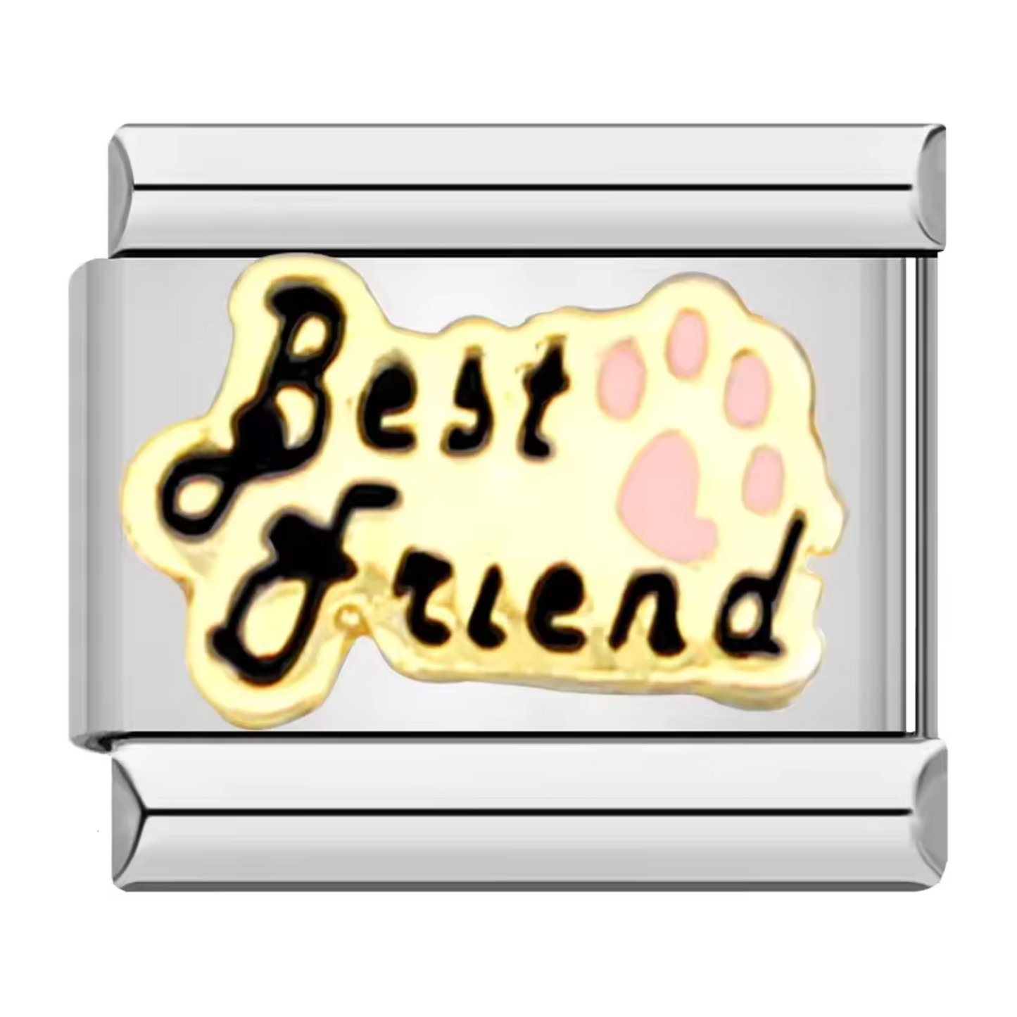 Silver Italian Charm – “Best Friend” with Paw