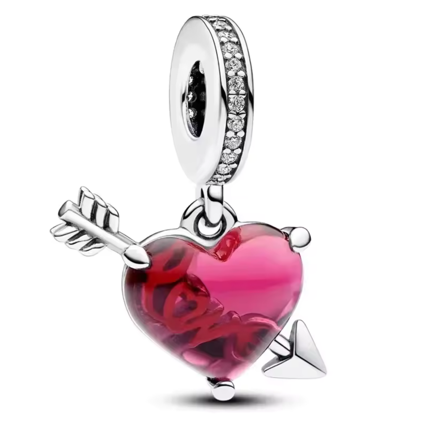 Herz-Charm mit Pfeil und „Love“-Aufschrift