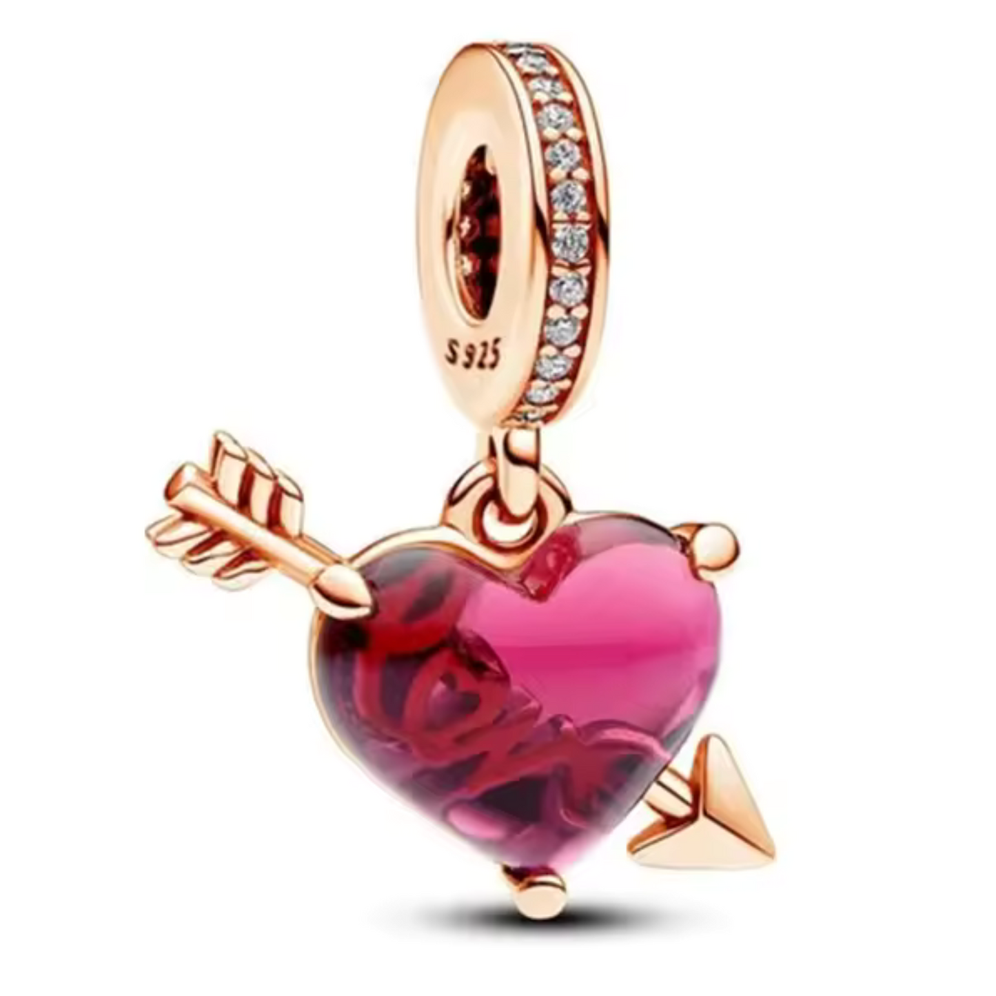 Herz-Charm mit Pfeil und „Love“-Aufschrift