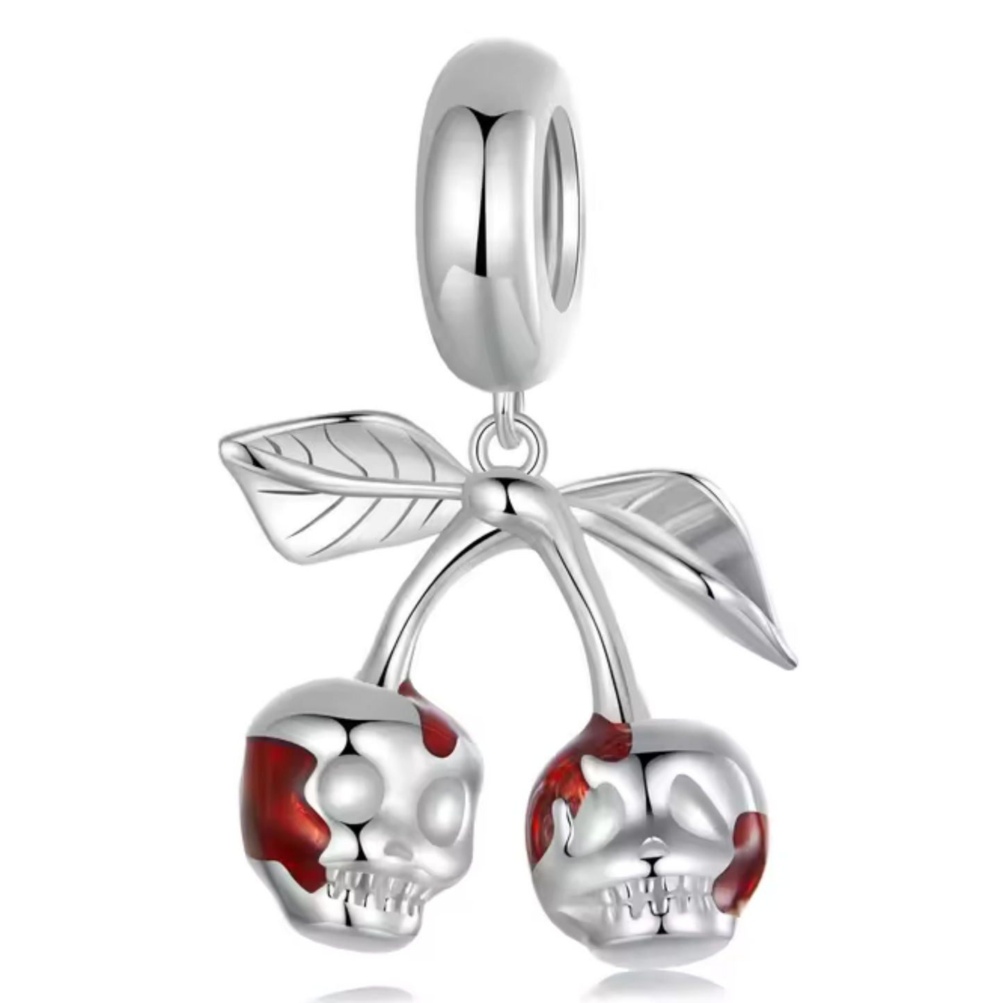 Charm - Silberner Totenkopf Kirschen
