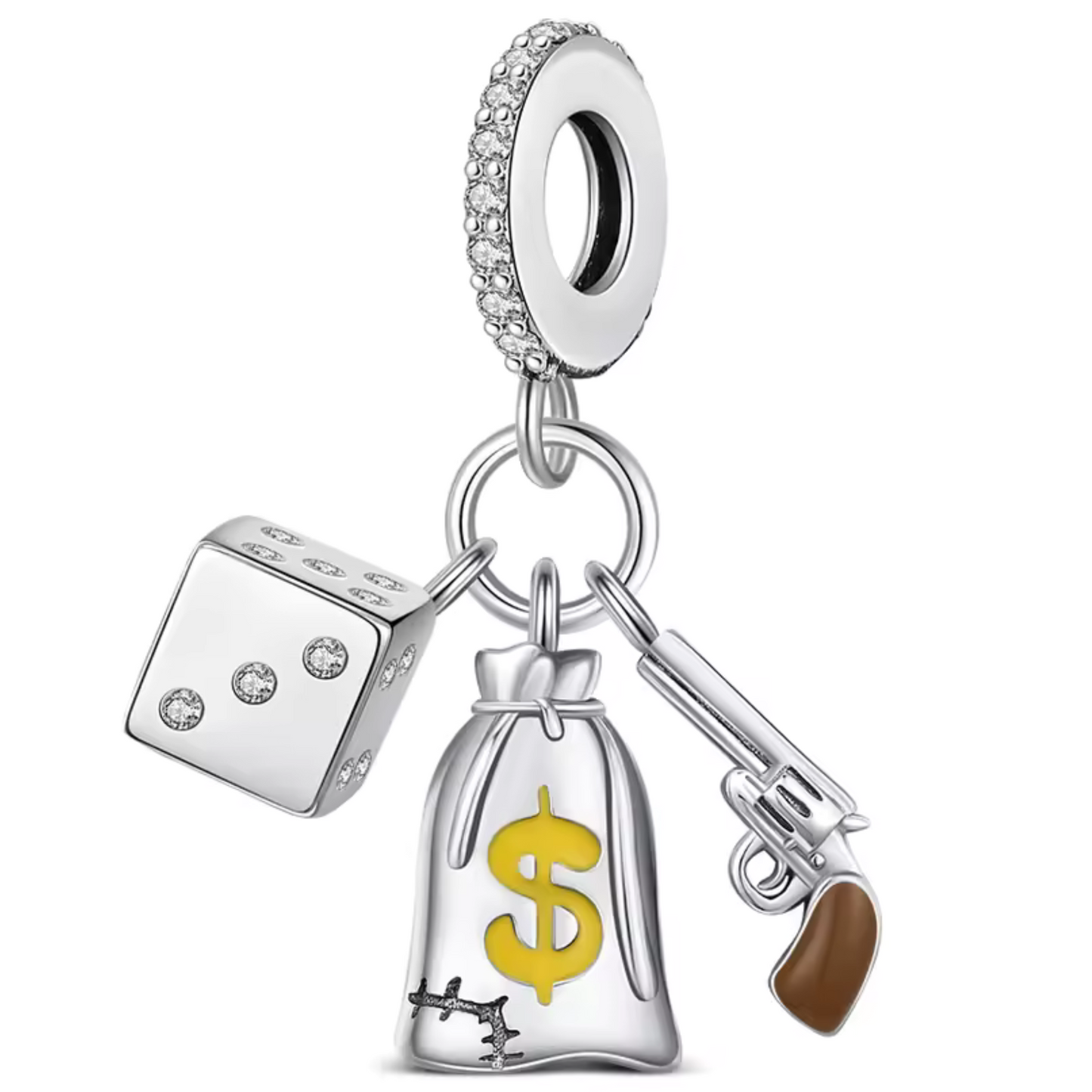 Charm Würfel, Pistole und Geldbeutel