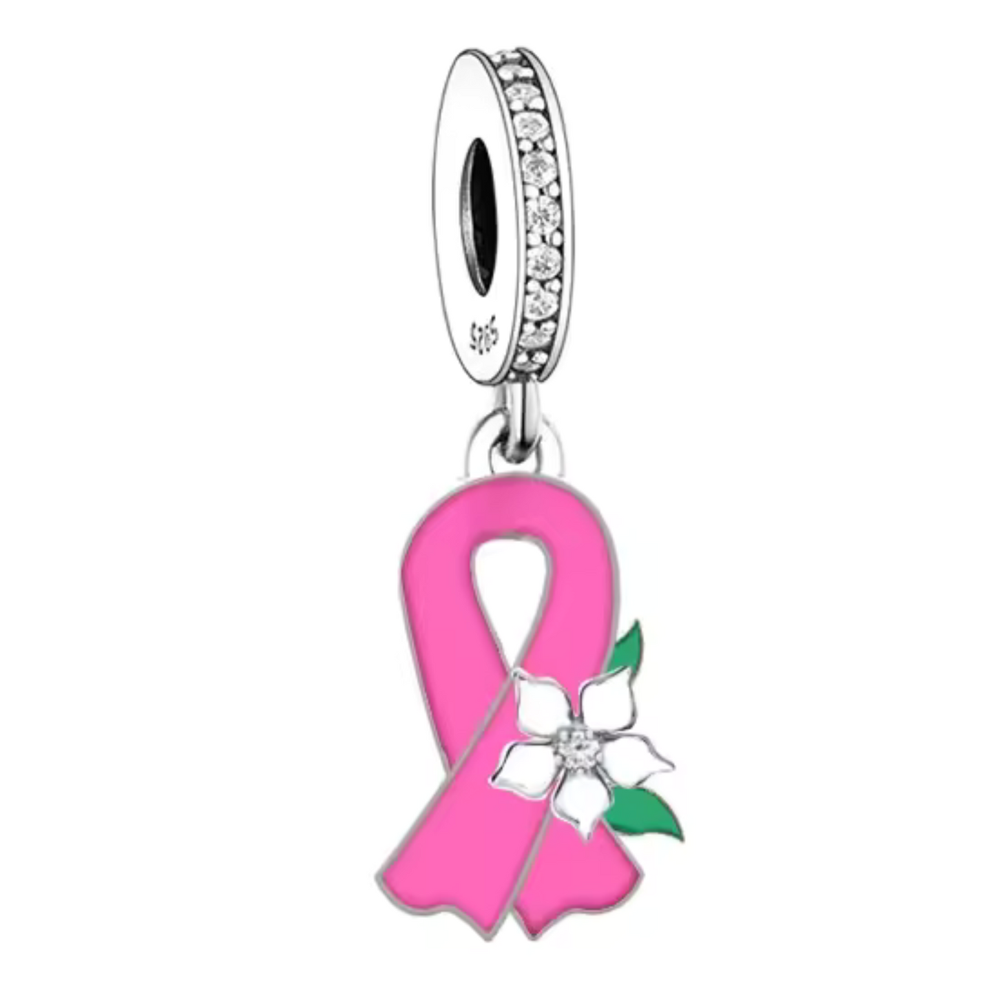 Charm Ruban Rose avec Fleur