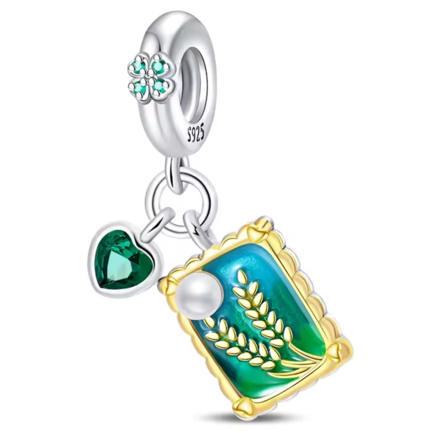 Charm Tableau avec Blé et Cœur Vert – Abondance et Espoir