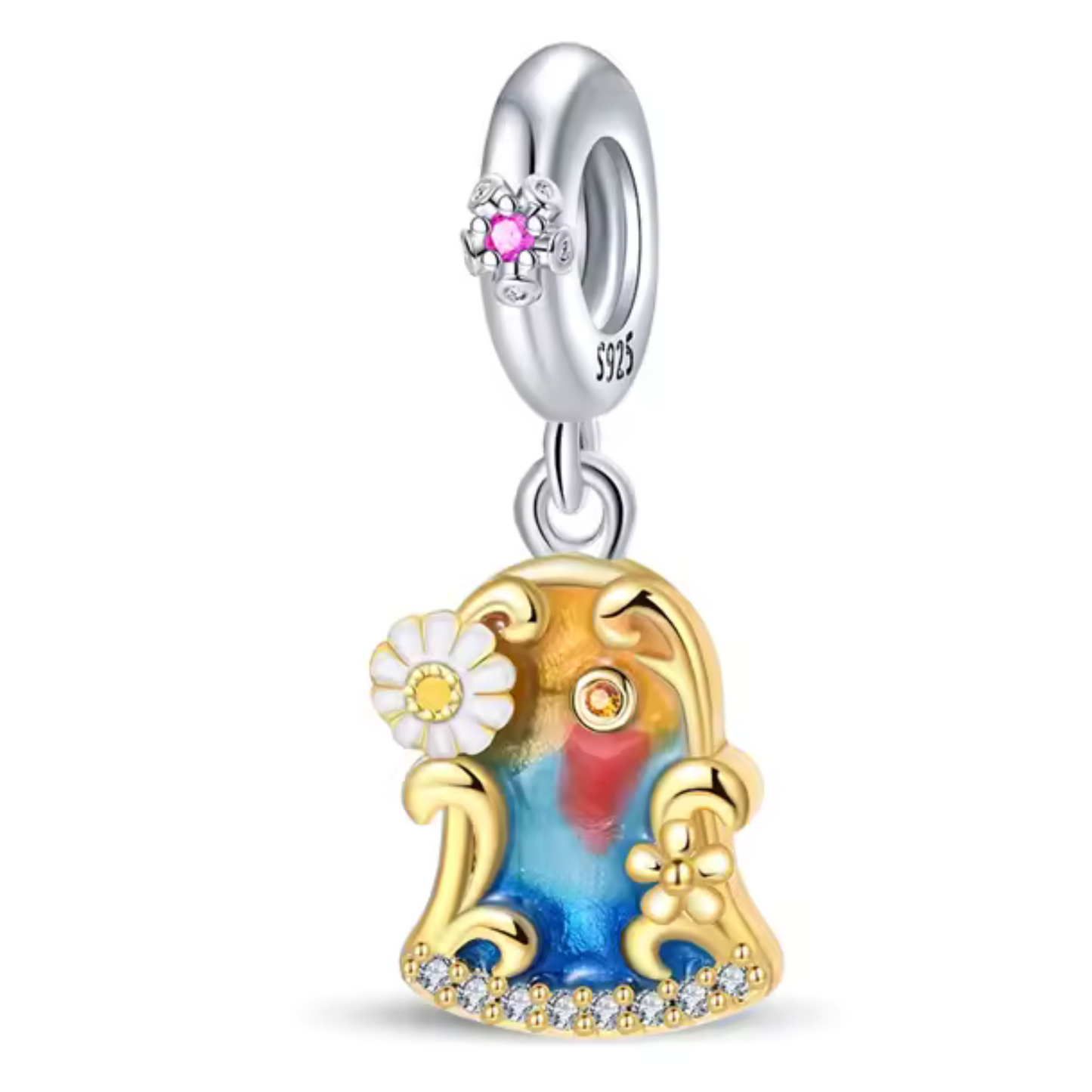 Charm Tableau Bleu et Orange avec Marguerite – Harmonie et Éclat Naturel