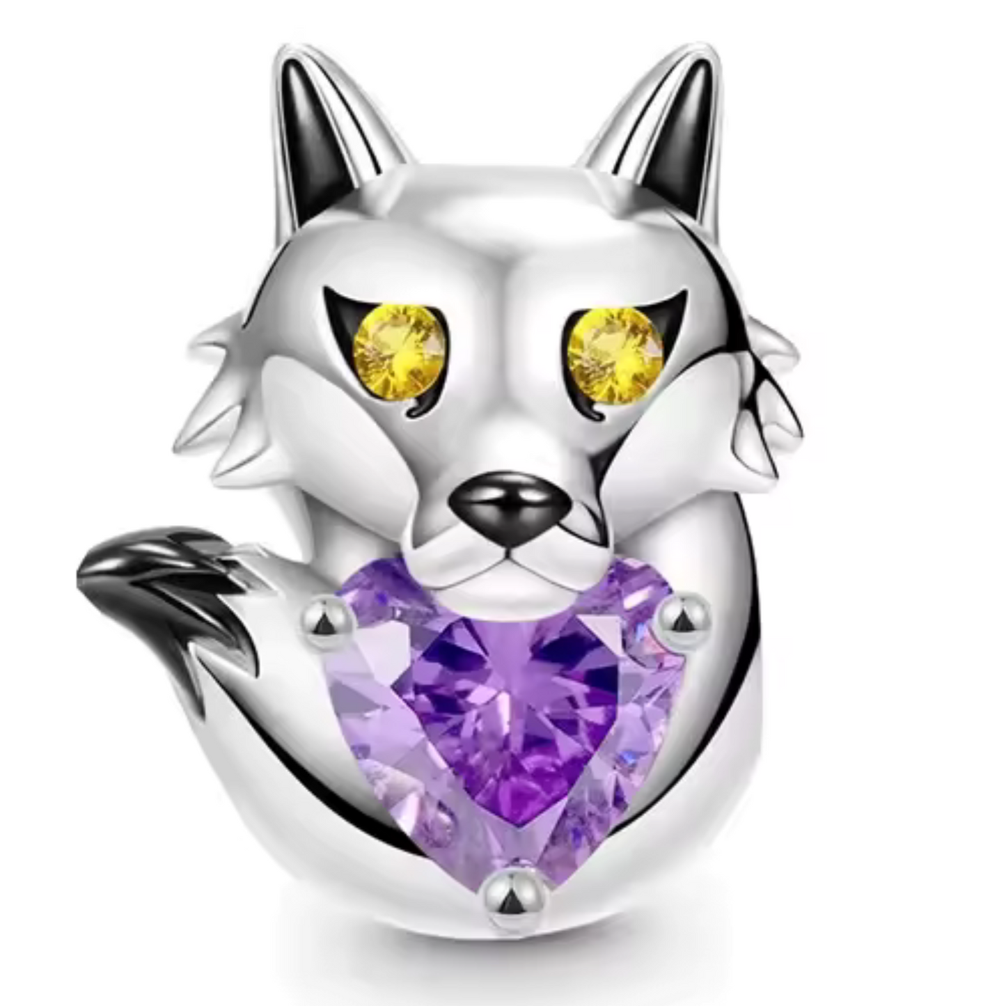 Wolf und Purple Heart Charm – Symbol für Stärke und Geheimnis