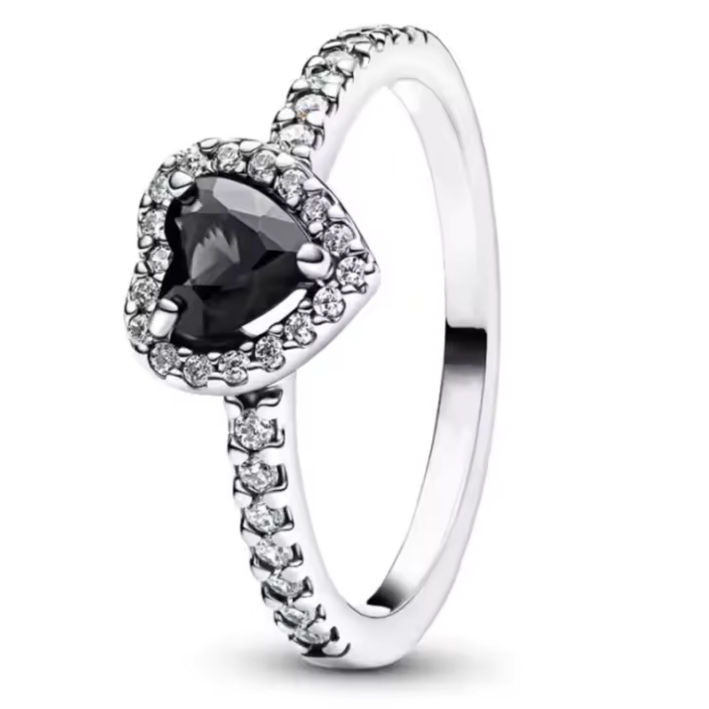 Silver Black Heart Ring – Chic Contrast