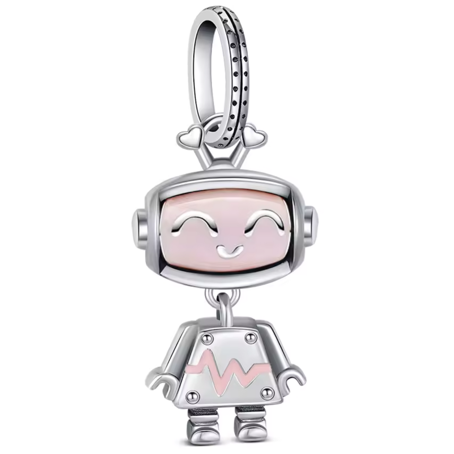 Silberner Roboter-Charm – Modernität und Originalität