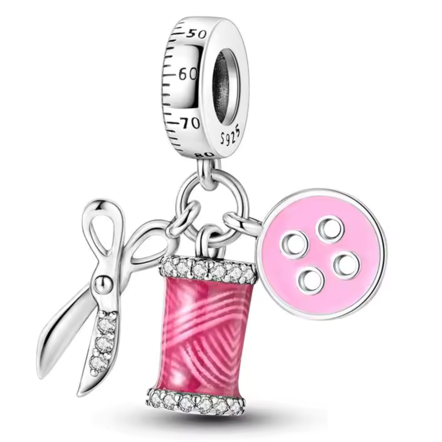 Scissors Charm with Button and Thread