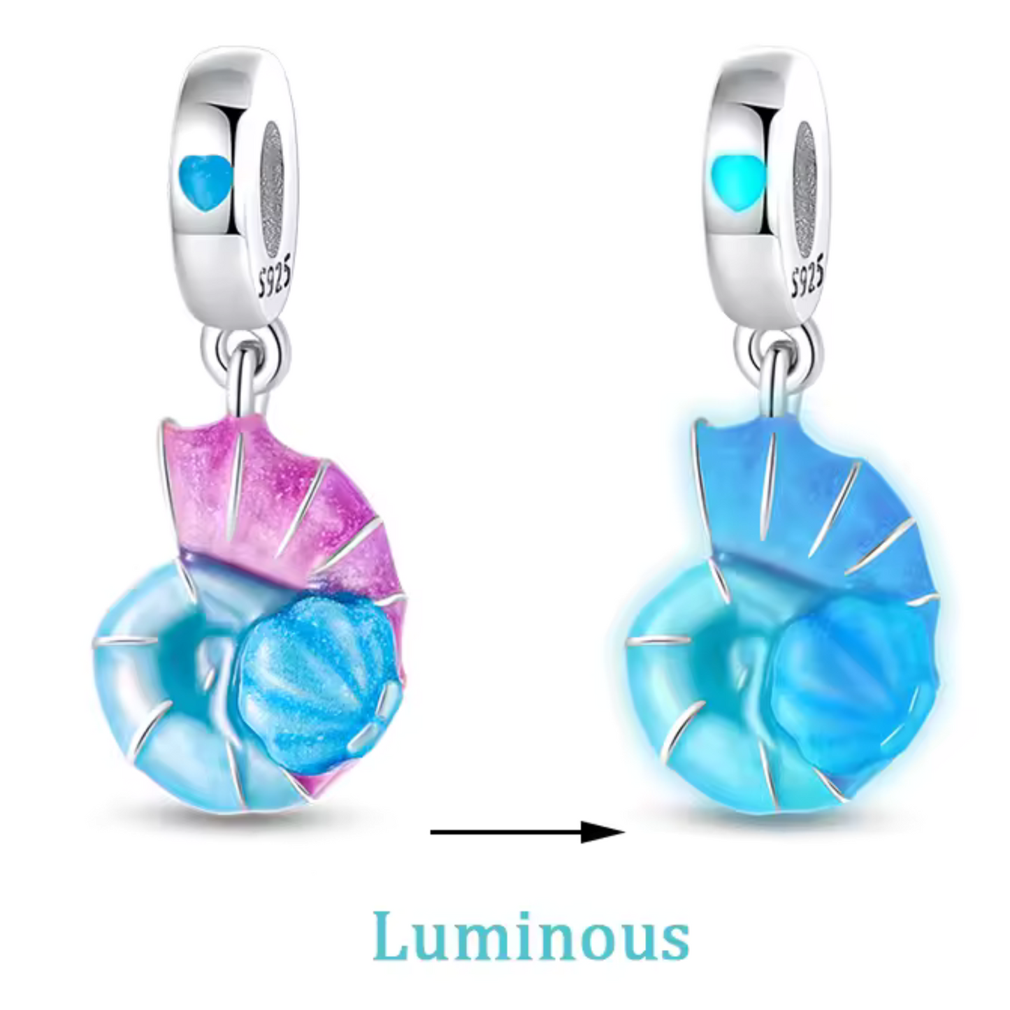 Shell Pendant Charm – “Glow in the Dark”