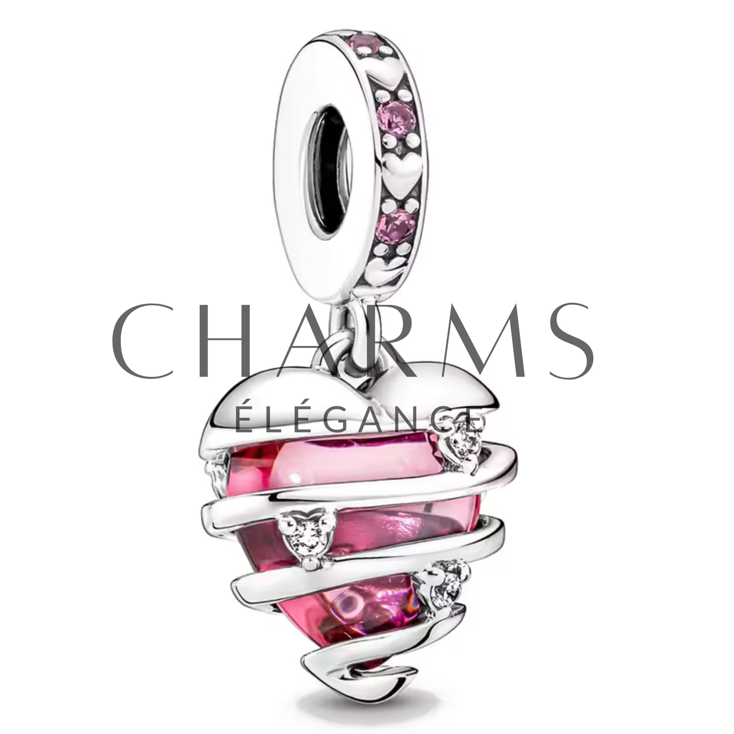 Charm Cœur Rouge Entouré de Doré ou Argenté - Charms Élégance