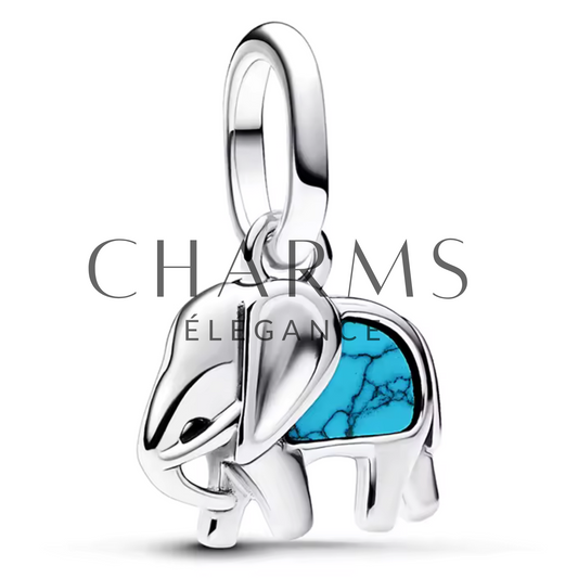 Turquoise Elephant and Heart Pendant Charm – Strength and Tenderness