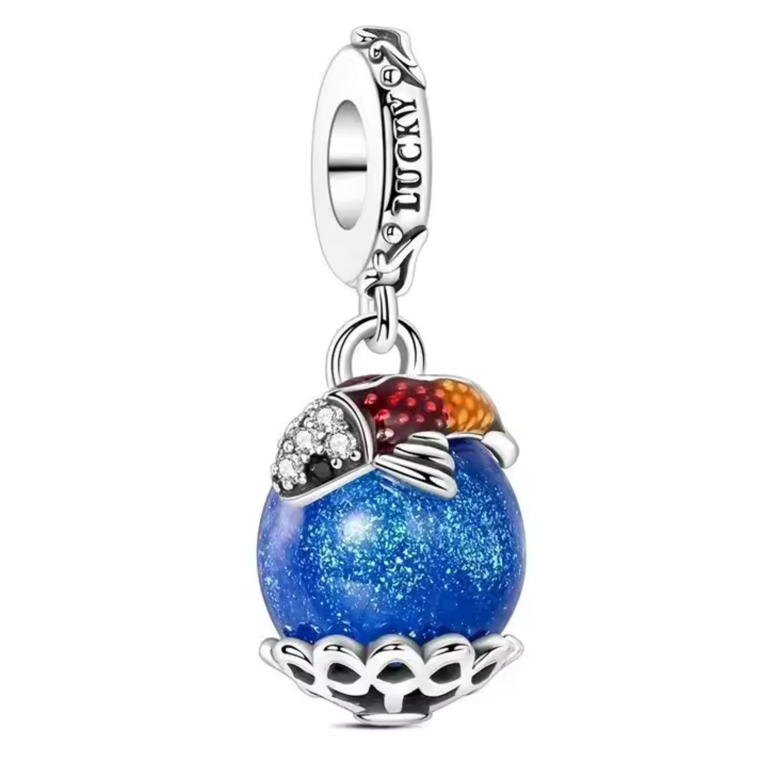 Blue Pearl Charm with Carp – Aquatic Elegance and Symbol of Strength