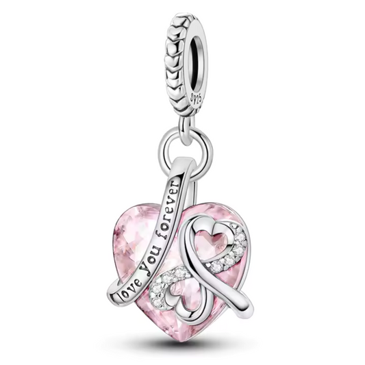 Rosa Herz Charm „Love You Forever“ – Ewige Liebe