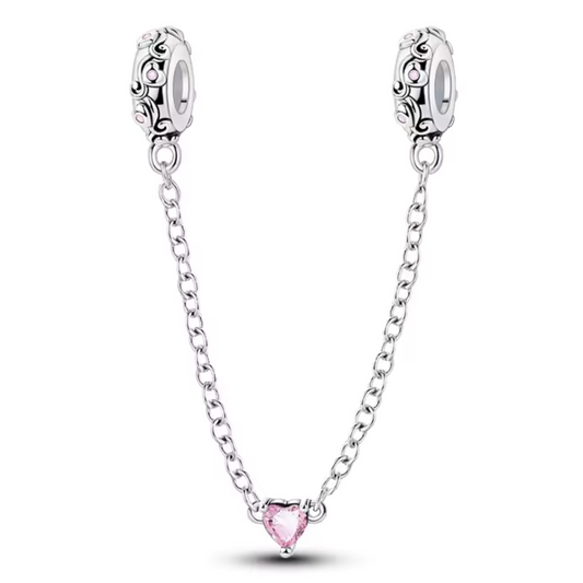 Sicherheitsketten-Charm mit kleinem rosa Herz – Schutz und Zärtlichkeit