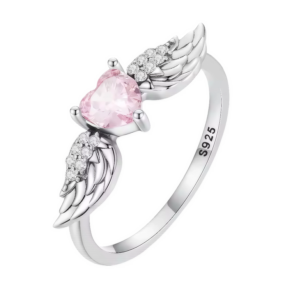 Craquez pour l’élégance céleste de cette bague raffinée en argent 925 ! Son sublime cristal rose taille cœur est encadré de deux ailes d’ange ornées de petites pierres scintillantes, pour un équilibre parfait entre douceur, éclat et symbolique. Idéale en cadeau ou pour se faire plaisir, elle sublime la main et s’accorde à tous les styles, du romantique au bohème.