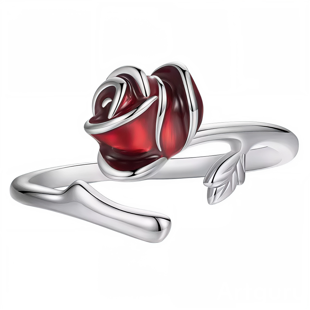Cette bague en argent 925 présente une rose voluptueuse aux pétales émaillés rouge profond texturés ciselés, tige courbe feuillage délicat s'enroulant autour de l'anneau pour un effet naturel enveloppant. Les contours argentés polis contrastent l'éclat rouge velouté passion. Redimensionnable ouverte, elle s'ajuste tous types de doigts pour un cadeau universel romantique.

Caractéristiques

Matière : Argent 925 avec émail rouge pétales.
Design : Rose tige feuilles torsadée, anneau ouvert ajustable.
Taille : 