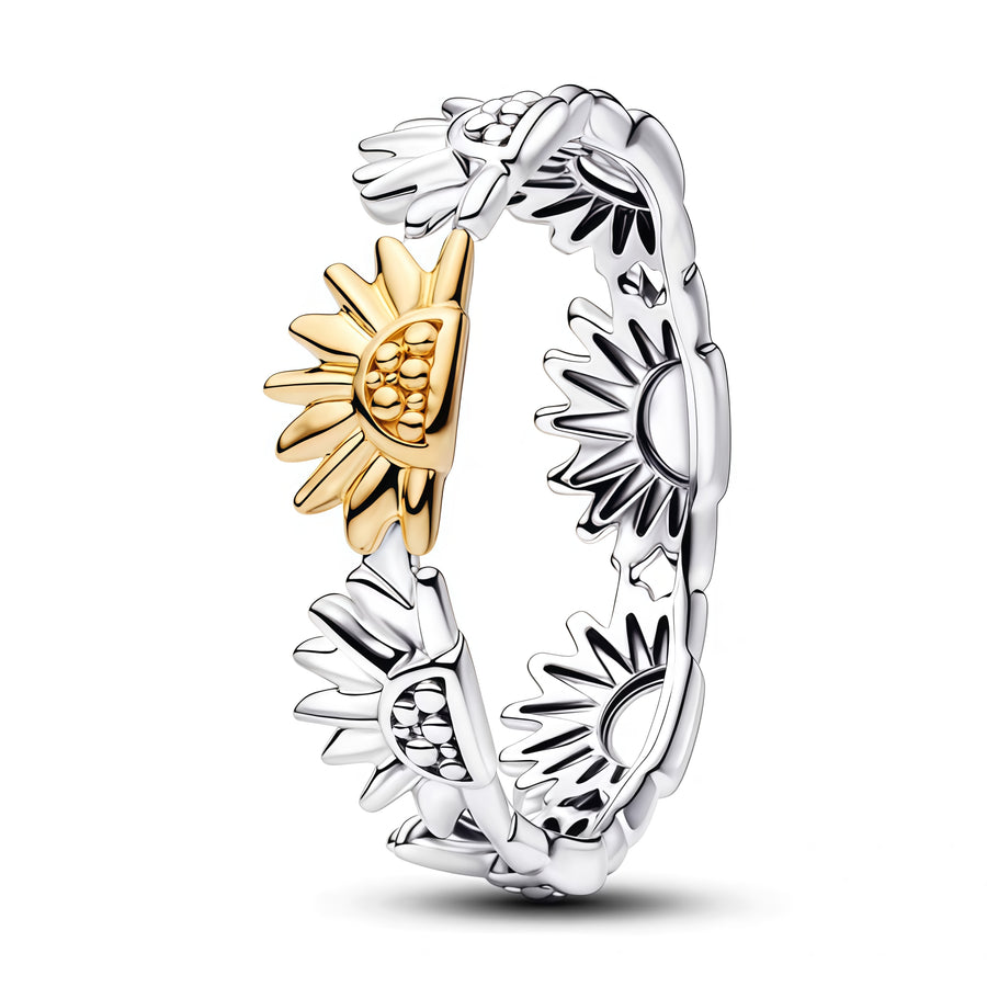 Apporte une touche lumineuse et raffinée à ton style avec cette bague ornée de soleils dorés et argentés. Son design délicat symbolise la chaleur, l’énergie et l’harmonie, tout en offrant un contraste élégant entre les deux finitions. Un bijou tendance et intemporel, parfait pour illuminer une tenue du quotidien comme une occasion spéciale.

Caractéristiques :

-&nbsp;Matière : Argent 925 et finition dorée.
-&nbsp;Design : Soleils dorés et argentés avec finition brillante et détails soignés.
-&nbsp;Dimensio