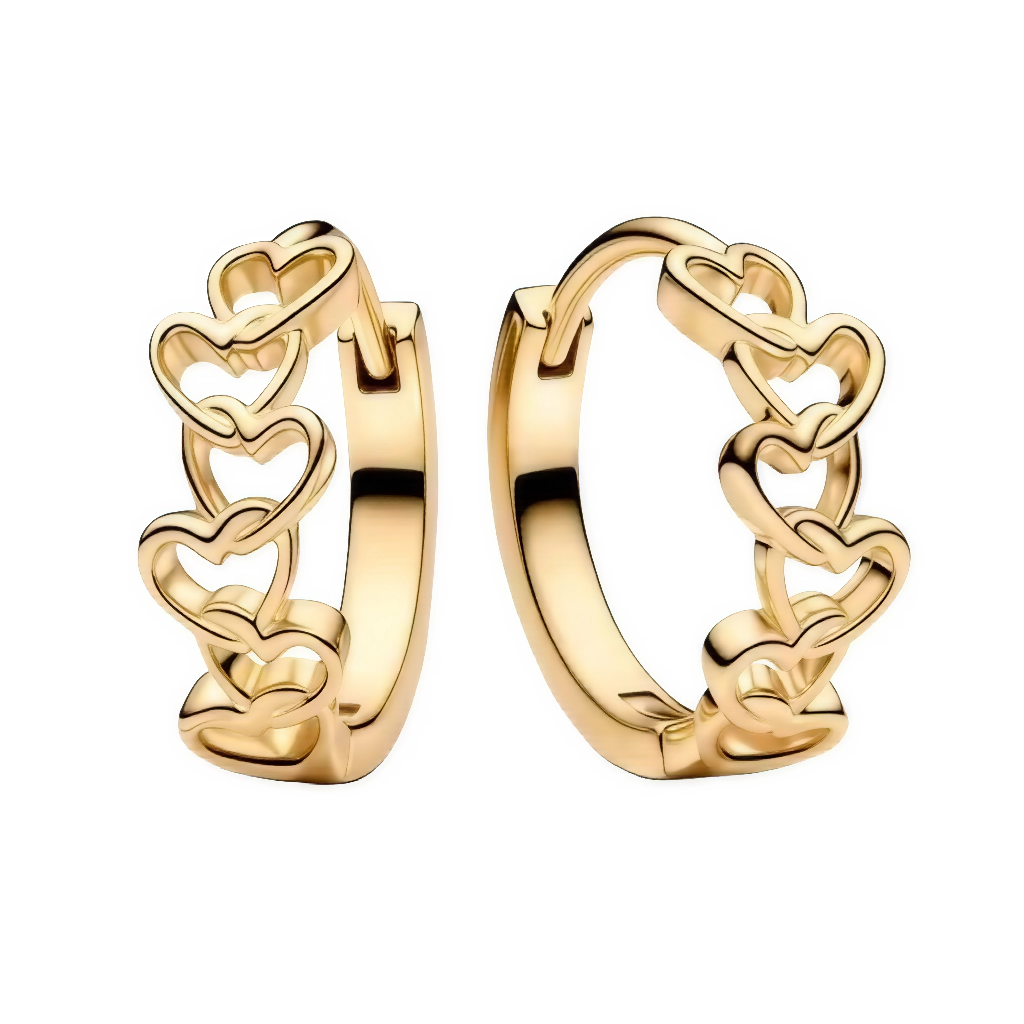 Ces boucles créoles raffinées arborent une chaîne continue de cœurs ajourés sculptés en argent 925 poli, formant un cercle harmonieux et fluide autour de l’oreille pour un effet romantique intemporel. Les formes openwork des cœurs capturent la lumière avec élégance, offrant un porté léger et confortable sur tous les lobes. Elles fusionnent simplicité chic et déclaration d’amour infinie, idéales pour sublimer un look quotidien ou festif.

Caractéristiques :

Matière : Argent 925 (S925).
Design : Créoles chaî