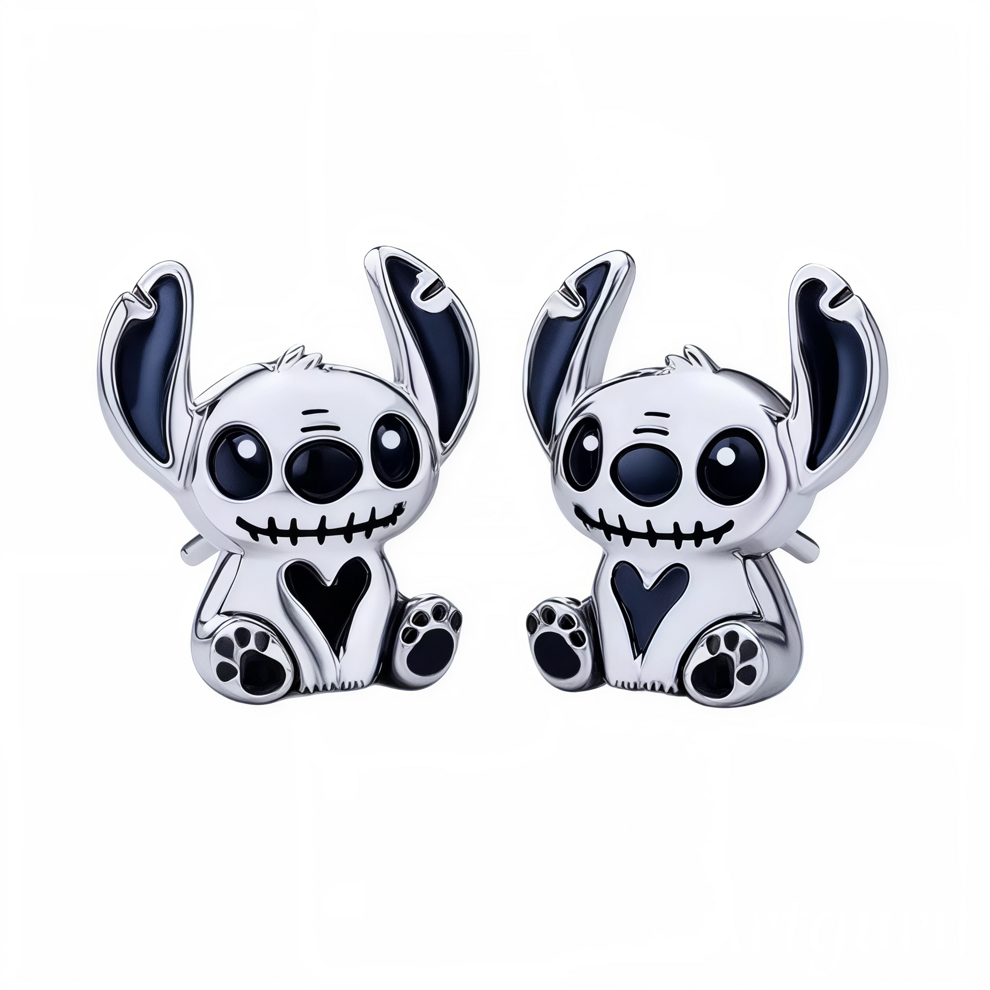Plongez dans l’ambiance d’Halloween avec ces boucles d’oreilles originales à l’effigie de Stitch, revisité en version squelettique pour une touche espiègle et mystérieuse. Parfaites pour célébrer la saison ou simplement afficher un style audacieux, elles mêlent l’adorable créature de Lilo et Stitch à un esprit gothique chic.

Fabriquées en argent 925, ces boucles d’oreilles se démarquent par leurs détails en émail noir : grandes oreilles expressives, motif de cœur sur le torse et motifs de griffes accentués