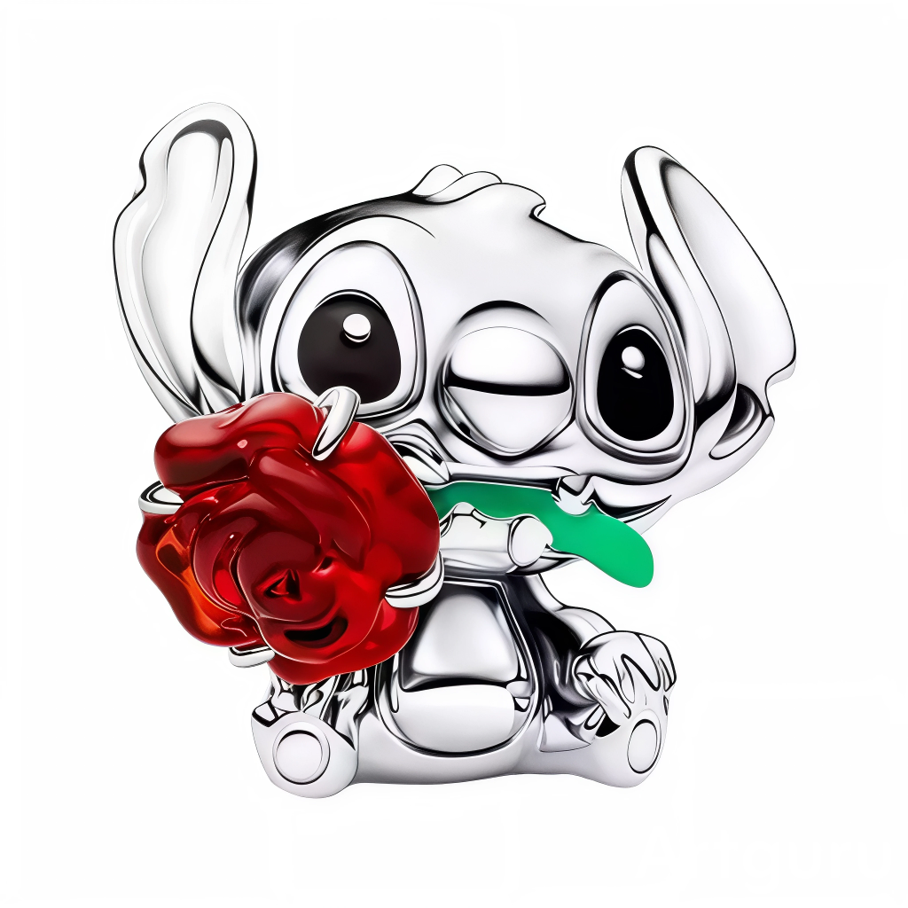 Ce charm irrésistible met en scène un petit alien aux grandes oreilles pointues, mordillant une rose rouge bombée avec une langue verte espiègle qui dépasse joyeusement. Sculpté en argent poli avec des détails émaillés verts pour la langue et noirs pour les yeux expressifs, il capture un esprit rebelle et attachant dans une pose romantique ludique. Parfait pour les amateurs de créatures fantastiques, il apporte humour cosmique et tendresse à tout bracelet personnalisé.

Caractéristiques :

Matière : Argent 