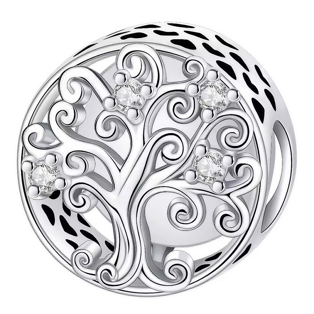 Ce charm ajouré met à l’honneur l’Arbre de Vie, symbole de force, d’équilibre et d’harmonie. Élaboré en argent sterling 925, il présente des branches finement ciselées et des détails raffinés pour une touche intemporelle. Parfait pour personnaliser un bracelet à charms européen et exprimer votre lien avec la nature.