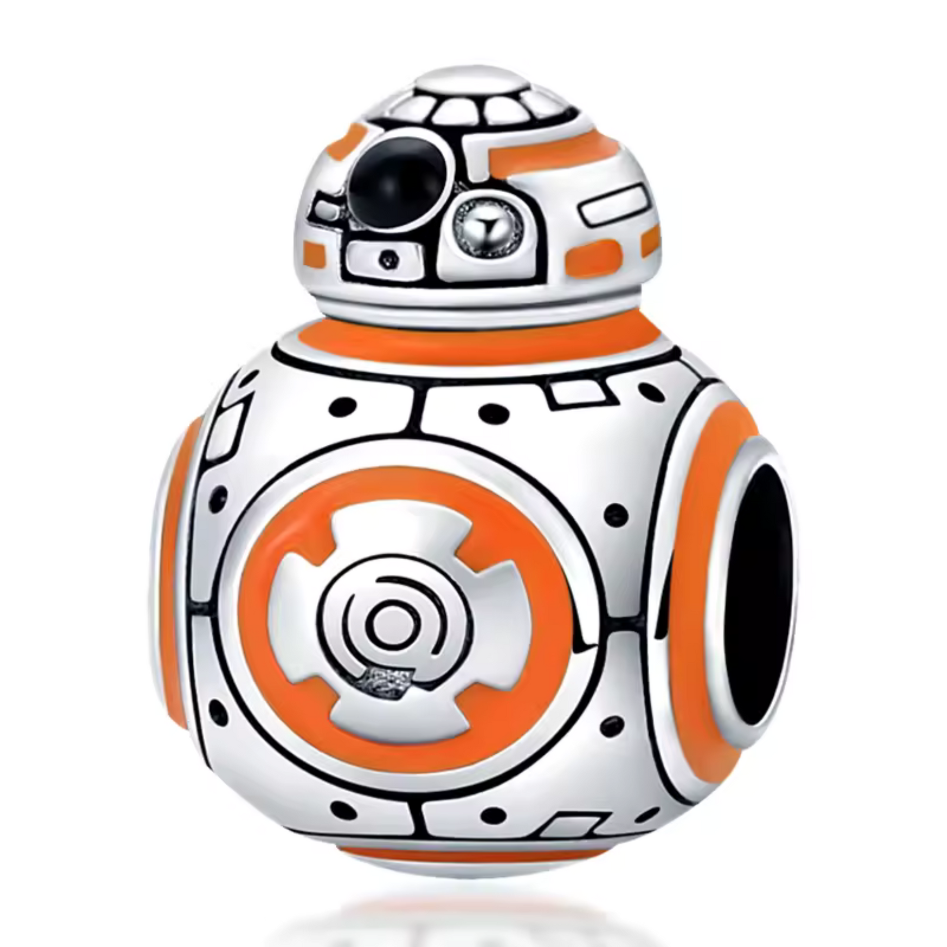 Ajoutez une touche d'aventure galactique à votre collection avec ce charm représentant BB-8, le droïde sphérique adoré de Star Wars. Conçu en argent sterling S925, ce charm capture avec précision les détails distinctifs et le design adorable de BB-8, apportant une note de joie et d'enthousiasme à vos bracelets.