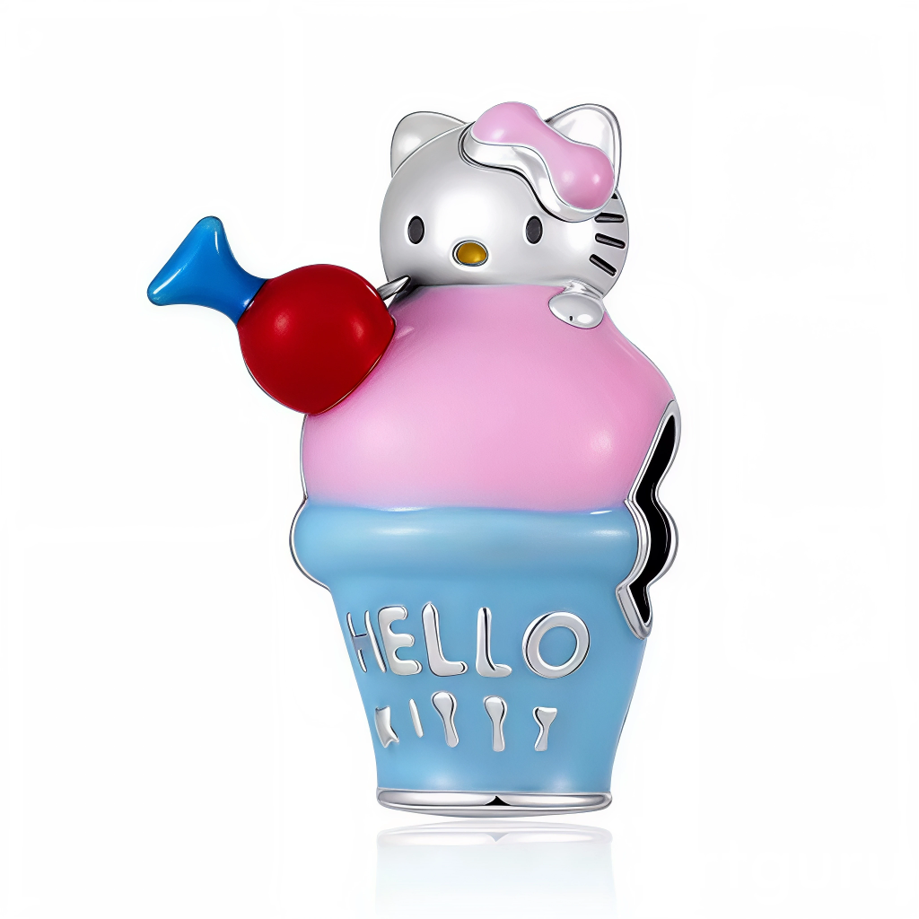 Ce charm gourmand montre un chaton adorable avec ruban noir, agrippant joyeusement une glace à la fraise rouge sur un bâton bleu, le tout perché sur un cornet bleu vif en émail. Les couleurs vives – rose, rouge et bleu – créent un effet sucré et festif, avec des détails comme moustaches et yeux pétillants pour une expression malicieuse. Symbole de plaisir innocent et de douceur sucrée, il ajoute une touche irrésistiblement kawaii à tout bracelet.

Caractéristiques :

Matière : Argent 925 (S925) avec émail r