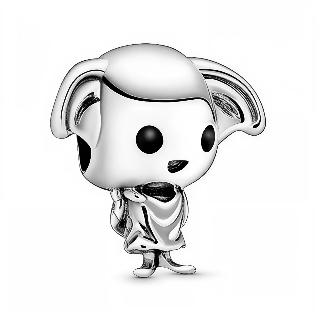 Libère l'esprit indomptable avec ce charm Dobby Harry Potter en argent sterling 925, réplique fidèle de l'elfe de maison le plus loyal et courageux de Poudlard. Ses grandes oreilles tombantes, ses yeux expressifs et sa posture espiègle capturent parfaitement le fidèle ami d'Harry, prêt à défier les Malefoy pour la liberté. Suspendu à une bélière lisse compatible bracelets Pandora, ce bijou miniature proclame "Dobby est libre !" à chaque mouvement de poignet. Poinçonné S925, sans nickel et chaussette-proof, 