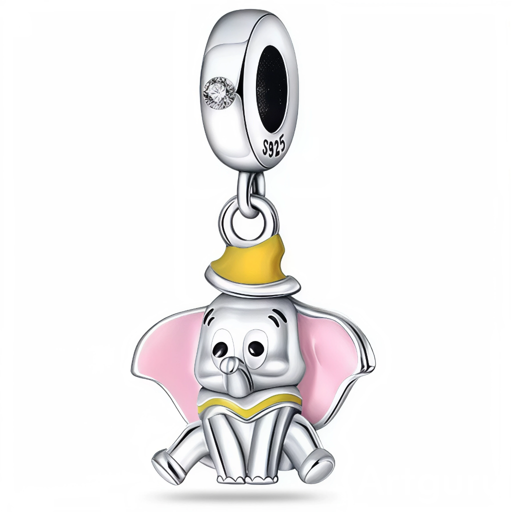 Faites un vol magique avec le charm Dumbo de Disney, célébrant l'adorable éléphant aux grandes oreilles qui a conquis le cœur de millions de fans. Ce charm en argent sterling est une magnifique représentation de Dumbo, affichant son regard doux et ses oreilles emblématiques. Avec des détails soigneusement sculptés et une finition polie, ce charm évoque la tendresse et l'esprit d'aventure qui caractérisent cette histoire intemporelle.