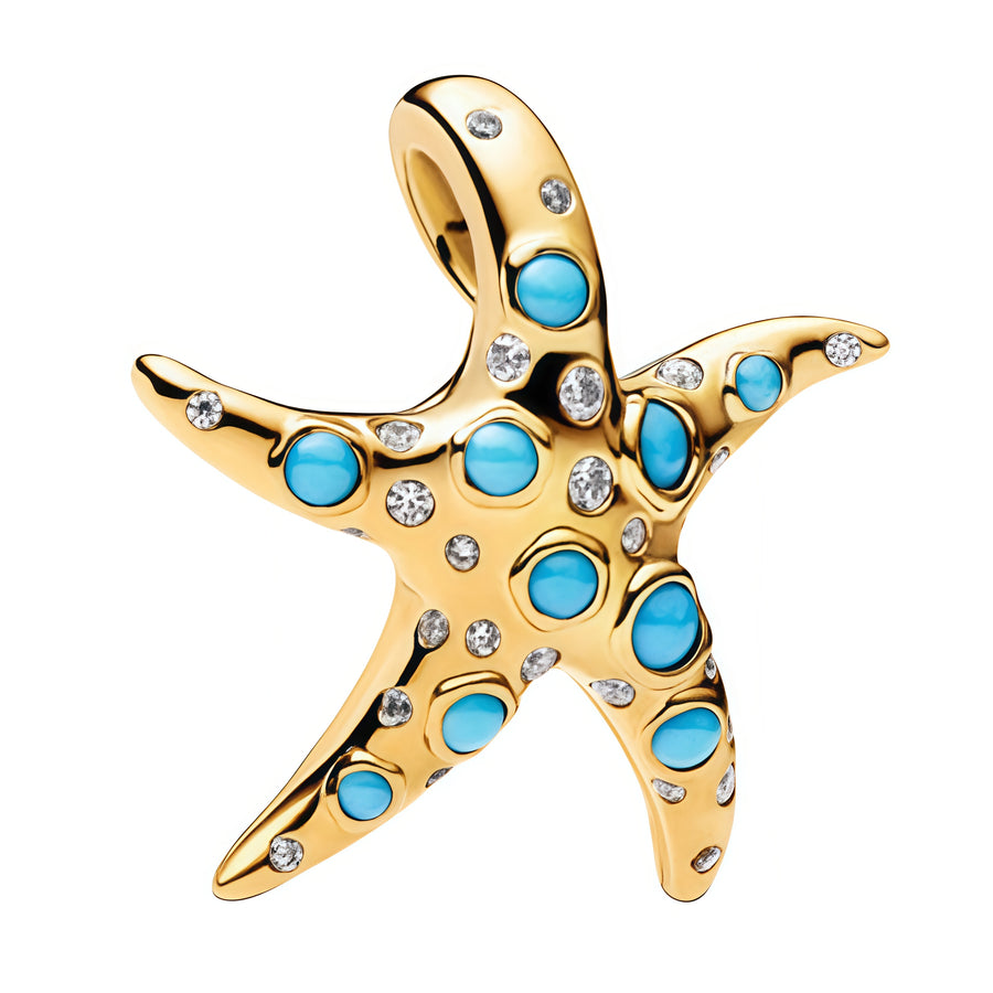 Charm élégant en forme d’étoile de mer, avec une finition dorée et des détails ornés de pierres bleues et de strass brillants. Son design délicat et lumineux lui donne un style marin raffiné, parfait pour un bijou estival et chic.

Caractéristiques :

- Matière : Argent 925.
- Design : Étoile de mer stylisée avec incrustations brillantes.
- Style : Bijou marin, élégant et lumineux.
- Symbolique : Mer, été, liberté, évasion.
- Compatibilité : Charm à ajouter sur bracelet ou collier.