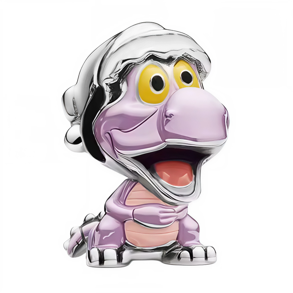 Plongez dans la magie des parcs Disney avec ce charm à l’effigie de&nbsp;Figment, le célèbre dragon violet. Réalisé en&nbsp;argent 925&nbsp;et fini à la main avec de délicates touches d’émail coloré, ce bijou respire la fantaisie et la joie. Avec son expression malicieuse et ses yeux pétillants, il donne une dimension ludique et enchantée à chaque bracelet ou collier. Véritable hommage à l’imaginaire, ce charm est parfait pour les fans Disney souhaitant exprimer leur originalité et leur passion pour des per