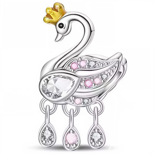 Faites rayonner votre collection de bijoux avec ce charm en argent 925 représentant un flamant rose royal, élégant et scintillant. Son corps argenté aux détails brillants capte la lumière, tandis qu'une couronne dorée posée sur sa tête ajoute une touche de majesté. Symbole de grâce, de confiance et d’originalité, ce charm est parfait pour celles et ceux qui aiment briller avec légèreté.