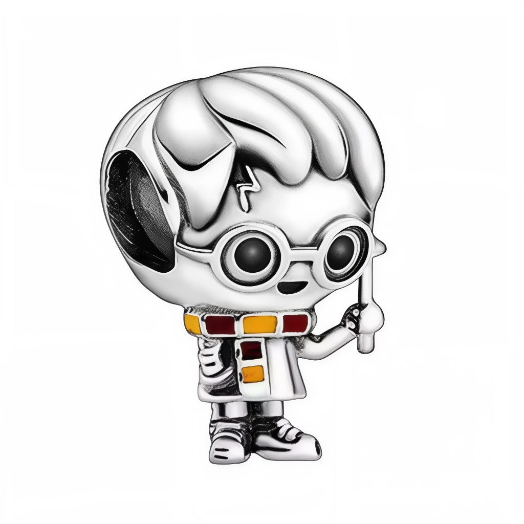 Porte le survivant élu à ton poignet avec ce charm Harry Potter en argent sterling 925, miniature fidèle du sorcier à la cicatrice foudre et lunettes rondes emblématiques. Sculpté en 3D avec cicatrice éclair, baguette levée et posture déterminée, il incarne le Garçon Qui A Survécu face à Vous-Savez-Qui. Suspendu à une bélière lisse compatible bracelets Pandora, ce bijou légendaire illumine tes aventures quotidiennes d'un éclat Gryffondor. Poinçonné S925, sans nickel et&nbsp;Horcruxe-proof, parfait pour fans
