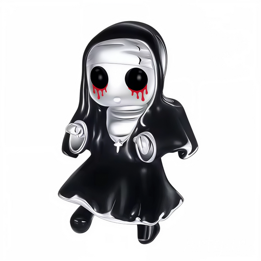 Osez l’originalité et plongez dans l’univers de l’horreur avec ce charm Nonne Hantée ! Réalisé en argent 925, ce bijou atypique représente une nonne vêtue d’une robe noire et d’un voile intégral, arborant de grands yeux noirs d’où coulent des larmes rouges effrayantes. Sa posture fantomatique rappelle les films d’épouvante et les esprits mystérieux, faisant de ce charm un incontournable pour Halloween ou pour ceux qui aiment sortir des sentiers battus.