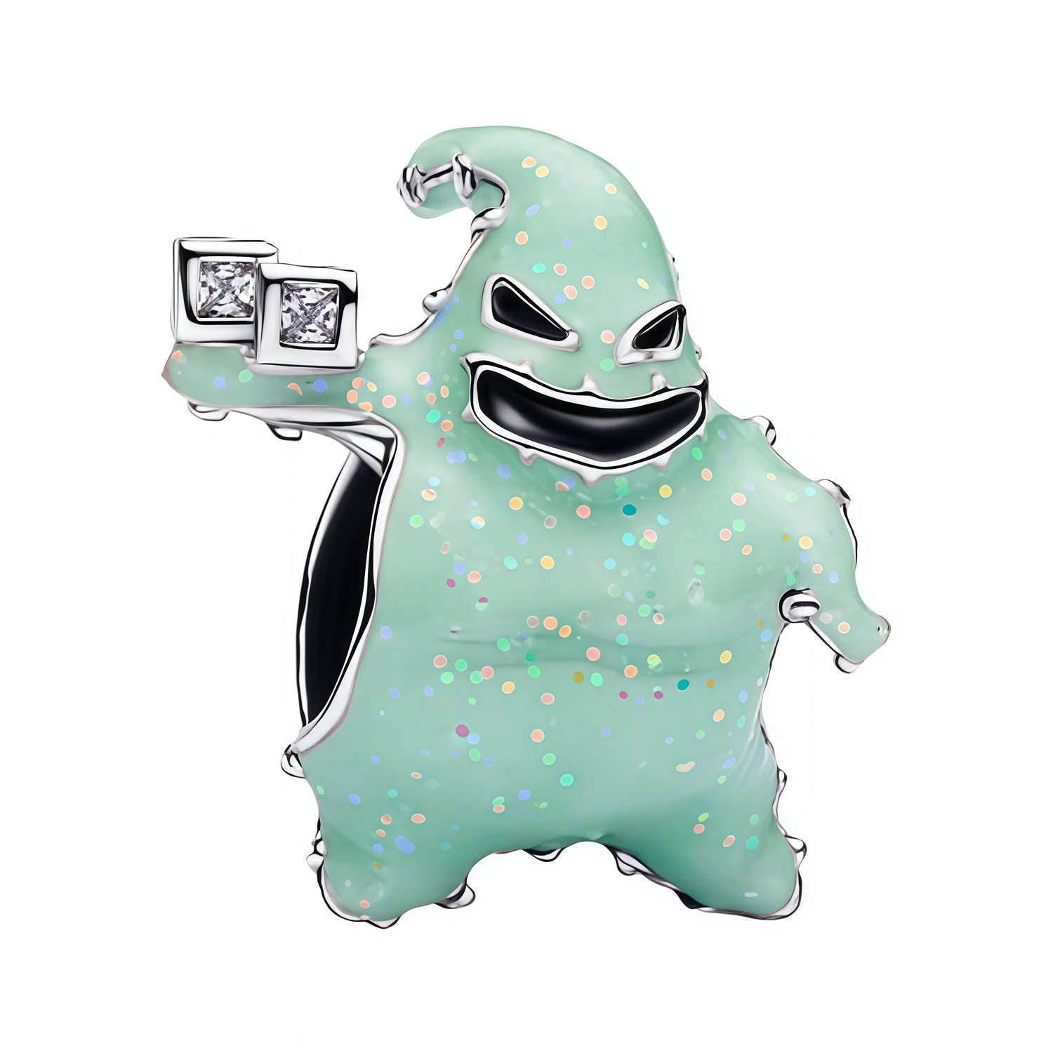 Charm original inspiré d’Oogie Boogie, le célèbre personnage de l’univers de L’Étrange Noël de monsieur Jack. Son style sombre et reconnaissable apporte une touche mystérieuse et légèrement inquiétante à votre bracelet, parfaite pour les amateurs d’Halloween et de l’univers Disney.

Caractéristiques :

- Matière : Argent 925.
- Design : Oogie Boogie avec ses détails caractéristiques.
- Style : Disney, sombre et original.
- Symbolique : Mystère, malice, Halloween et esprit fantastique.
- Compatibilité : Char