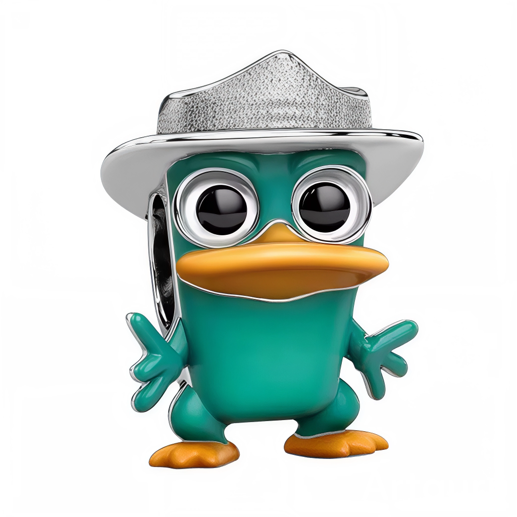 Ce charm capture&nbsp;l’allure d’un&nbsp;célèbre ornithorynque agent&nbsp;secret, avec&nbsp;un corps laqué&nbsp;turquoise, bec&nbsp;et pattes orange, et un chapeau&nbsp;Fedora métallisé plein de style. Les grands yeux&nbsp;bombés apportent humour et&nbsp;expressivité, tandis que les&nbsp;finitions miroir&nbsp;rehaussent chaque&nbsp;détail. Idéal&nbsp;pour un thème&nbsp;dessins animés, mission secrète ou clin d’œil rétro‑fun, il apporte une&nbsp;note décalée&nbsp;et attacha