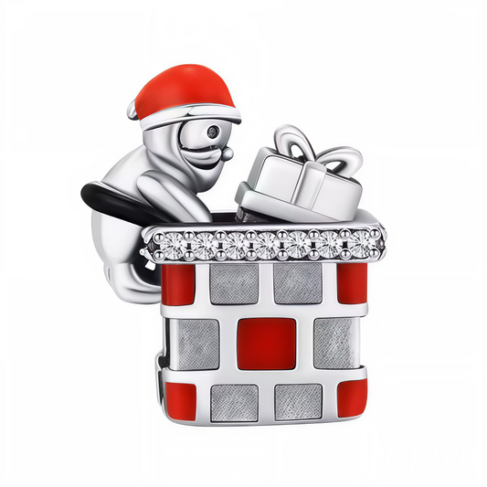 Faites entrer la magie de Noël dans votre collection avec ce charm surprenant qui met en scène le Père Noël grimpant sur une cheminée décorée et déposant un cadeau scintillant ! Véritable clin d’œil à la tradition et à la joie des fêtes, ce bijou en argent 925 combine avec élégance le rouge festif, l’éclat des cristaux et des détails minutieux pour une ambiance chaleureuse et féérique. Parfait pour personnaliser vos bracelets à l’approche des fêtes ou pour offrir un souvenir précieux à un proche.