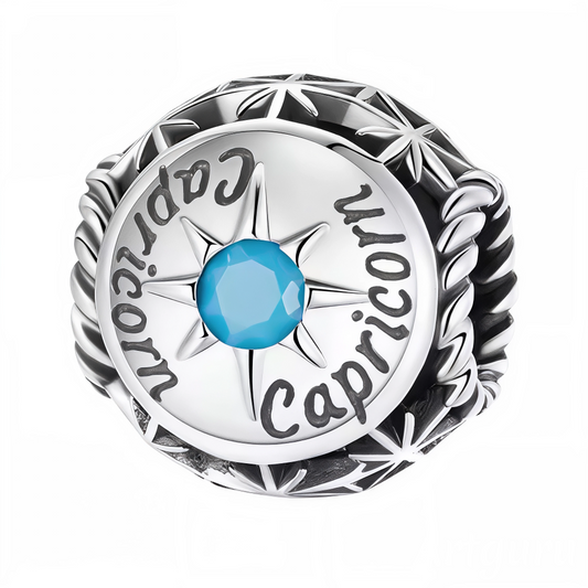 Affichez votre signe astrologique avec raffinement grâce à ce charm rond dédié au Capricorne. Orné d’une pierre bleu clair éclatante au centre, ce bijou en argent 925 allie élégance et symbolisme. Parfait pour personnaliser votre bracelet ou offrir un cadeau unique à un passionné d’astrologie.