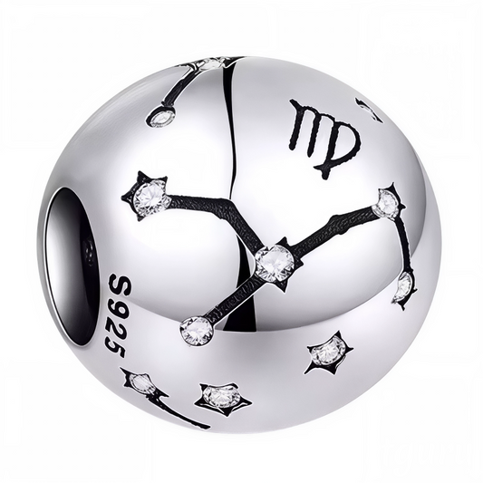 Exprimez la finesse et la sagesse du signe de la Vierge avec ce charm rond en argent 925, finement gravé de la constellation du signe. Ce bijou élégant et symbolique est parfait pour personnaliser votre bracelet ou offrir un cadeau unique à un passionné d’astrologie.