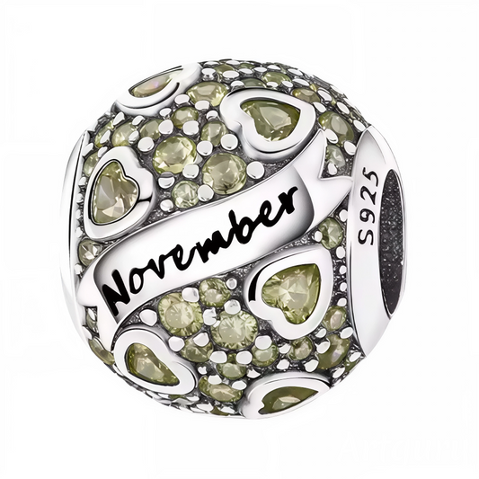Célébrez votre mois de naissance avec éclat grâce à ce charm rond, orné de strass jaune clair lumineux, symbole du mois de novembre. Réalisé en argent 925, ce bijou raffiné est parfait pour personnaliser votre bracelet ou offrir un cadeau significatif à une personne née en novembre.
