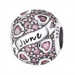 Célébrez votre mois de naissance avec éclat grâce à ce charm rond, orné de strass roses délicats, symbole du mois de juin. Conçu en argent 925, ce bijou raffiné apporte une touche de douceur et de personnalisation à votre bracelet, idéal également comme cadeau plein de sens pour une personne née en juin.