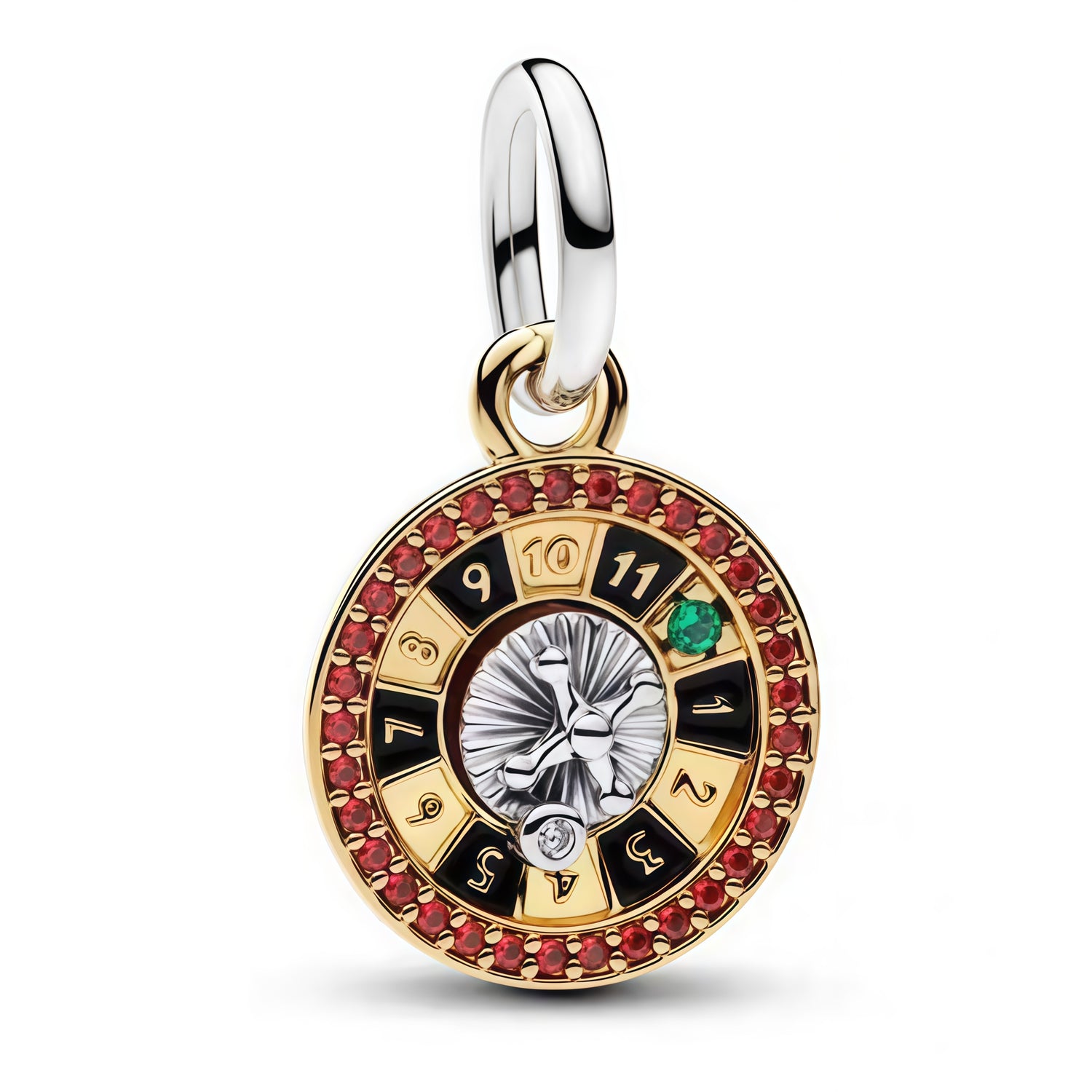 Apporte une touche élégante et symbolique à ton bracelet avec ce charm en forme de roue dorée ornée de pierres rouges et vertes. Son design raffiné évoque à la fois l’équilibre, le mouvement et la chance, tout en ajoutant une note lumineuse et sophistiquée à ta collection. Un bijou original et plein de caractère, parfait pour celles et ceux qui aiment les accessoires inspirants.

Caractéristiques :

-&nbsp;Matière : Argent 925.
-&nbsp;Design : Roue dorée avec détails rouges et verts, finition brillante et s