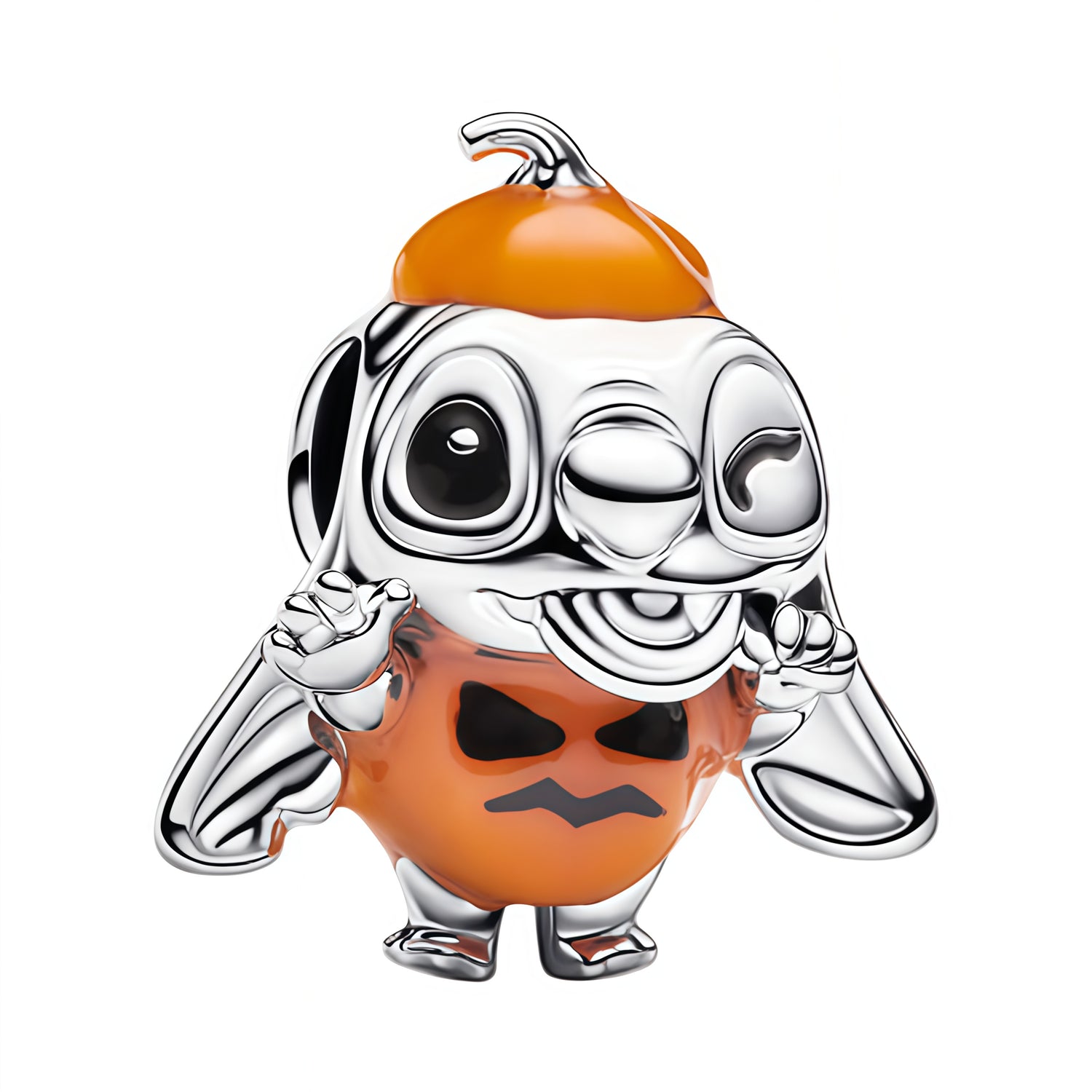 Charm original représentant Stitch déguisé en citrouille, avec un design amusant et coloré inspiré de l’univers d’Halloween. Son apparence espiègle et ses détails festifs apportent une touche adorable et légèrement spooky à votre bracelet.

Caractéristiques :

- Matière : Argent 925.
- Design : Stitch déguisé en citrouille avec détails colorés.
- Style : Disney, fun et Halloween.
- Symbolique : Halloween, imagination, malice et originalité.
- Compatibilité : Charm compatible avec bracelets et colliers.