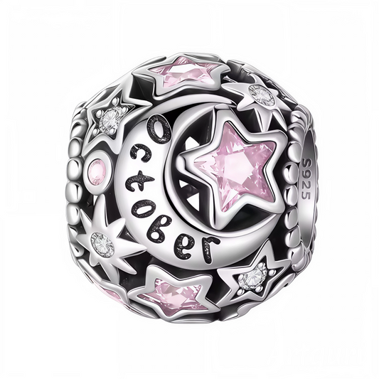 Célébrez le mois d’octobre avec ce charm en argent 925 orné de magnifiques étoiles serties de strass roses délicats. Doux et raffiné, ce bijou est idéal pour personnaliser votre bracelet ou offrir un cadeau plein de tendresse à une personne née en octobre.