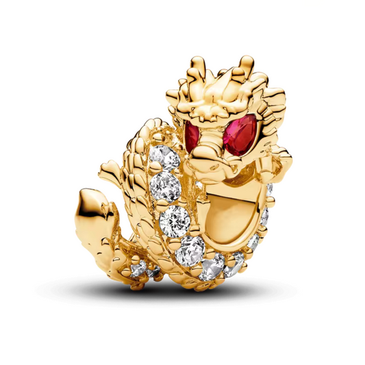 Célébrez l'Année du Dragon avec ce charm exceptionnel en métal doré, symbole de puissance, de courage et de prospérité. Fabriqué en argent sterling S925 avec une finition dorée, ce charm met en avant le majestueux dragon, un animal emblématique dans la culture chinoise. Compatible avec les bracelets Pandora, il est parfait pour marquer le Nouvel An chinois avec élégance et attirera la chance et la réussite pour l'année à venir.