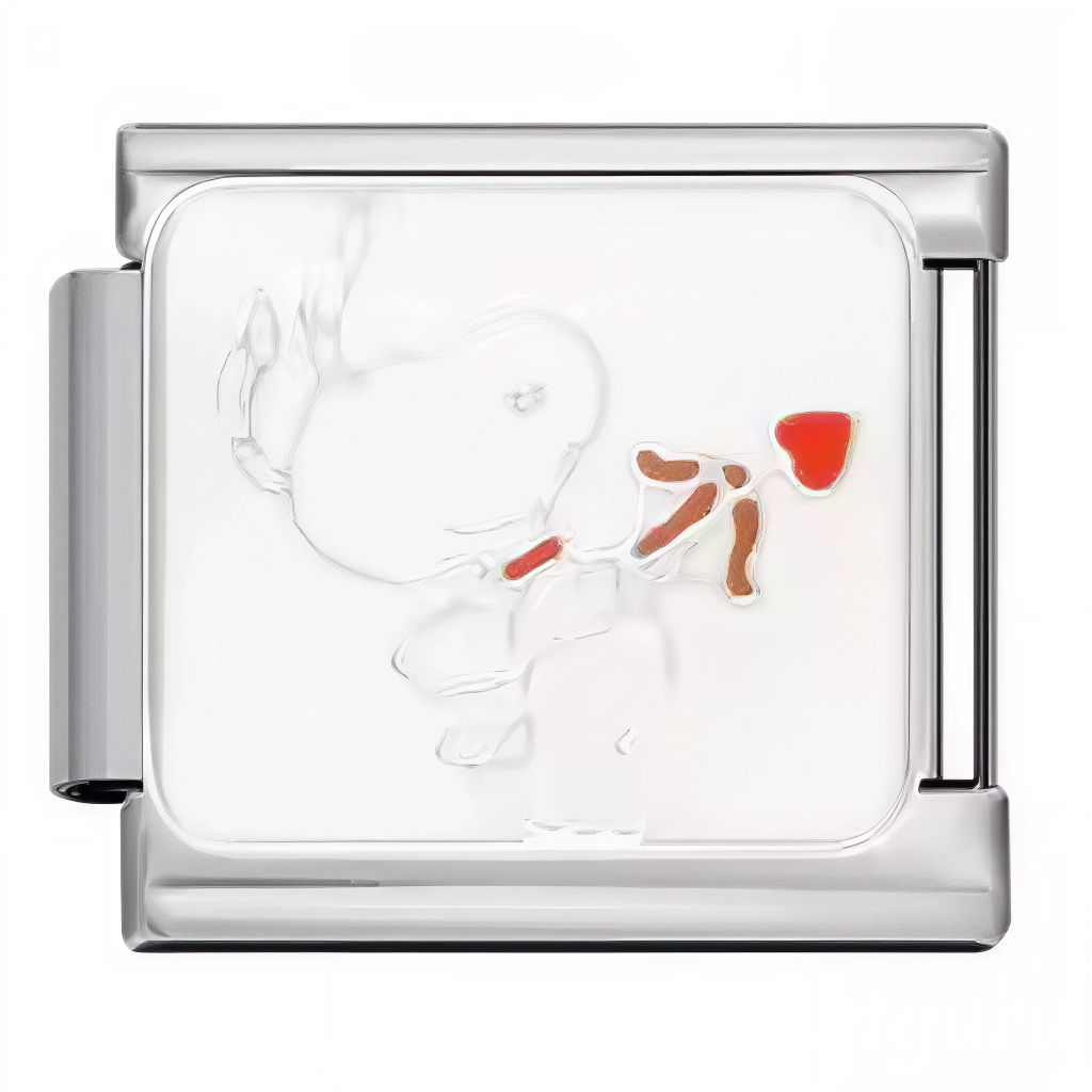 Ce charm italien plein de tendresse représente Snoopy en train de tirer une flèche avec un cœur, symbole parfait d’amour et de malice. Fabriqué en acier inoxydable de haute qualité, il allie solidité et détails raffinés pour un rendu romantique et amusant. Facile à fixer, il s’adapte à nos bracelets composés de 17 maillons extensibles et réglables, convenant à toutes les tailles de poignet. Compatible avec tous nos charms italiens, il est idéal pour personnaliser votre bracelet avec une touche d’affection e
